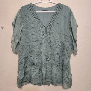 M MADE IN ITALY Silk Blend Blouse Flowy Floral XL